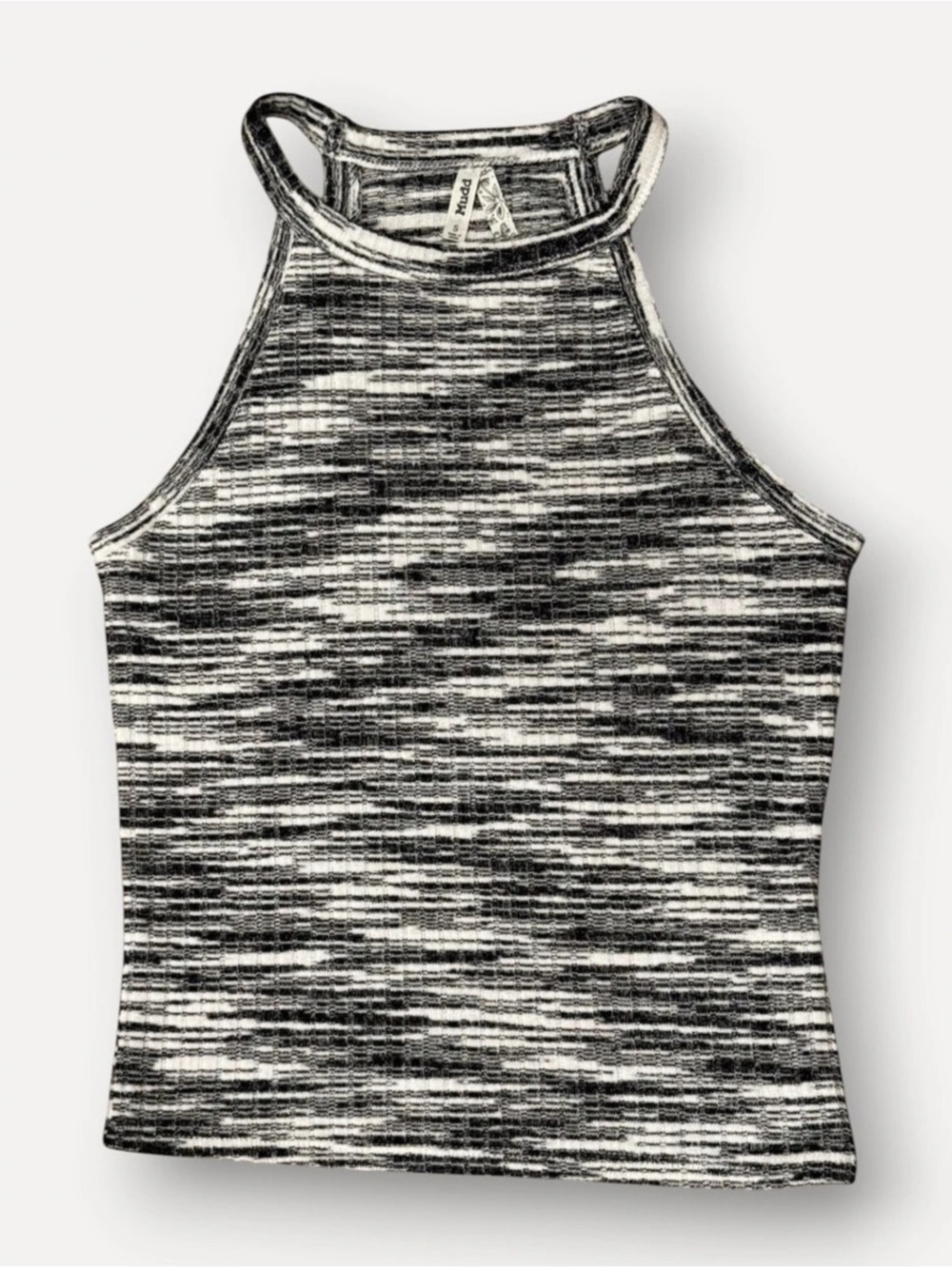 Mudd Abstract Knit Halter Tank in Black & White Size Small